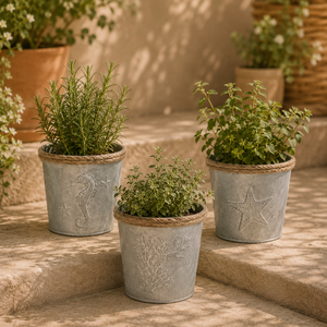 Galvanized Iron Planter Set of 2 Stylish Hexagon Embossed Design Durable Rust Resistant <b>Pots</b> <b>For</b> Indoor And Outdoor Decor - Product Image 5