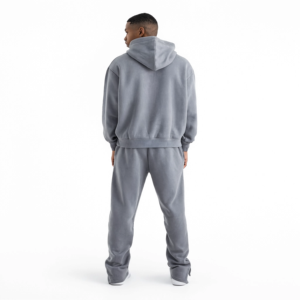Sudadera con Capucha Gris Sólida para Hombre, Manga Larga, Corte Holgado Informal, 100% Algodón, Peso Medio, para Otoño, con Bolsillos Delanteros - Product Image 2