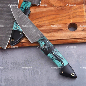 Hand Forged Damascus Steel Full Tang Professional Kitchen <b>Knives</b> <b>Set</b> Twisted Forged Pattern Resin Handle OEM Customizable ODM - Product Image 3