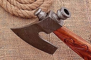 Hache à main artisanale en acier Damas avec manche en bois de rose pour le travail du bois, personnalisation ODM/OEM, 1 kg - Product Image 4
