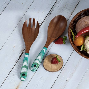 Ensemble de cuillères à servir en résine, design marbré coloré et uni, ensemble d'ustensiles pour dessert, thé et café - Product Image 3
