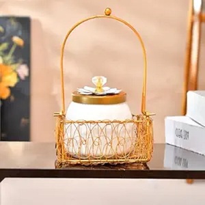 Oval Indian Modern Gift <b>Hamper</b> Basket Iron Sheet Metal Food <b>Storage</b> Basket Return Wedding Gift Customized Color Logo Home Export - Product Image 1