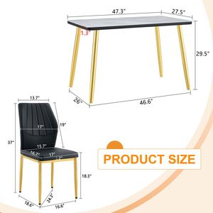 Set Tavolo e Sedie Bianco Effetto Marmo per Ristoranti, Piano in Vetro, Base in MDF, Gambe Affusolate in Metallo Dorato, Set da 4 Pezzi - Product Image 5