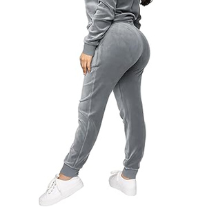 Ensemble de survêtement deux pièces en velours côtelé à capuche courte, motif plumes vintage, 100 % coton, pour femme, avec sweat-shirt zippé - Product Image 4