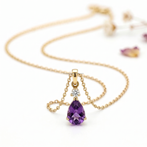 Colgantes y Dijes Finos de Pera Púrpura Creatividad Piscis, Joyería de Lujo en Oro Blanco, Colección de Regalos de Moda para Cumpleaños y Aniversarios - Product Image 5
