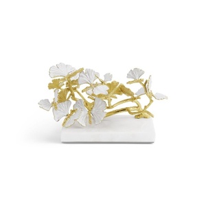 leaf themed decor decorative <b>objects</b> luxury home styling elegant decorative tray gold accent center - Product Image 1