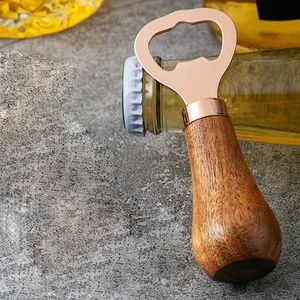 Vintage Rectangular Wooden Bottle <b>Opener</b> Keychain Imprint Mark Magnetic Wall Hanging Dishwasher Safe Stainless - Product Image 6