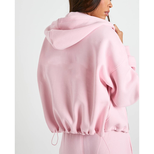 Sweat à capuche surdimensionné de haute qualité OEM, logo imprimé en mousse 3D personnalisé, fermeture éclair, polyester/coton, vêtements de sport pour femmes - Product Image 2