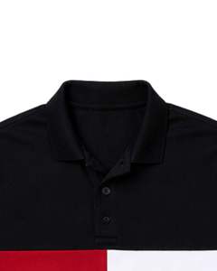 Camiseta Polo Personalizada para Hombre en Negro, Rojo y Blanco, Manga Corta, Informal, Deportiva, para Golf, Transpirable, Diseño de Bloques de Color para Verano - Product Image 4