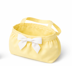 Bolsa de Mano de Algodón Amarillo con Lazo Blanco, Tamaño Mediano, para Compras, Estilo Bonito, Uso Diario, Bolsa para Compras de Bebé - Product Image 4