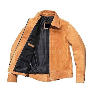 Mens Premium <b>Suede</b> Leather <b>Jacket</b> Slim Fit Soft Genuine <b>Suede</b> Casual Winter Streetwear Classic Fashion Outerwear - Product Image 4
