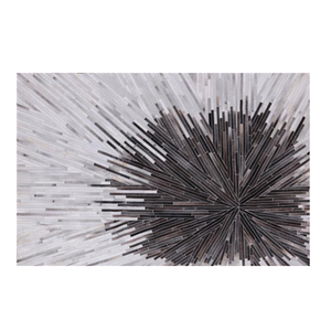 Custom Handcrafted Leather Low-Pile Modern Home Area <b>Rug</b> <b>Scallop</b> 3D Cube Chevron Pebble Patterns (Animal-Free Made to Order) - Product Image 4