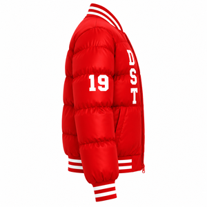 Veste matelassée personnalisée Delta Sigma Theta avec logo brodé sur le devant, couleur rouge et blanc, manches longues, pour femme - Product Image 5