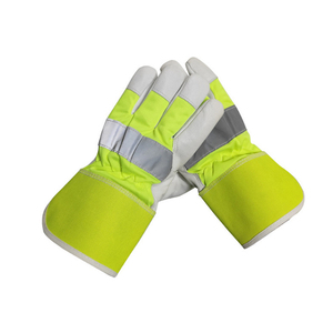Guantes de Seguridad de Alta Visibilidad de Cuero, Color Verde, para Construcción, con Visibilidad Completa de la Mano - Product Image 2