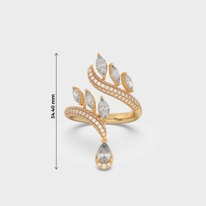 White <b>Gold</b> Diamond <b>Cocktail</b> <b>Ring</b> Marquise Cut Pave Setting Floral Design Women's Luxury Wedding Jewelry - Product Image 5