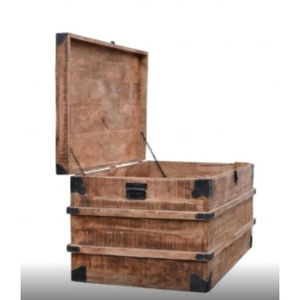 กล่องเก็บของไม้สไตล์โมเดิร์น ใช้เป็นโต๊ะกาแฟและตะกร้าผ้า กล่องตกแต่งสำหรับจัดเก็บในห้องนั่งเล่น - Product Image 3