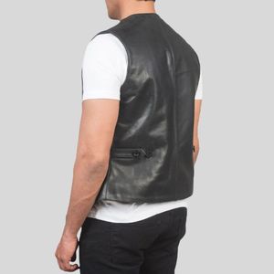 Chaleco de Motociclista Reversible de Lona y Cuero Genuino para Hombre, con Cierre de Cremallera y Bolsillos, Ropa Exterior de Otoño, Transpirable, Anti-UV, Estilo Urbano - Product Image 4