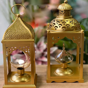 Pares de 2 Linterna de mesa dorada de diseño maravilloso Linterna de hierro de metal de la más alta calidad a un precio razonable - Product Image 1