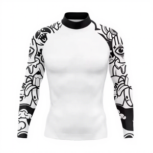 Camiseta de Compresión para Hombre, Rashguard de Jiu Jitsu MMA, Traje Rojo de Manga Larga, Protección UPF50+, Poliéster/Spandex, para Natación y Surf - Product Image 3
