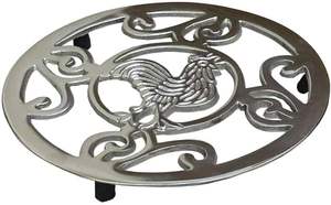 Soporte para ollas y sartenes de metal fundido con diseño de gallo, resistente al calor, antideslizante, estilo rústico para teteras - Product Image 2