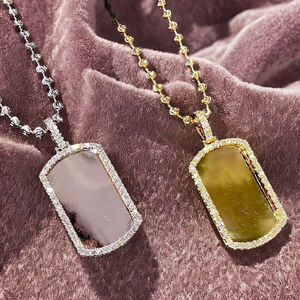 Pendentif cadre photo rectangulaire en or 10K plaqué rhodium avec diamant Moissanite, style Hip Hop glacé, tendance, personnalisé, mode - Product Image 6