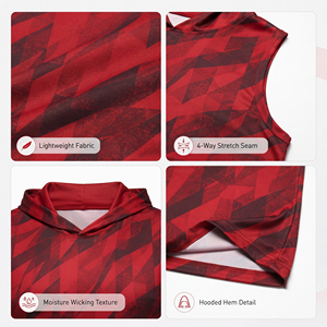 <b>Men</b> Hooded Plus Size Tank Top Custom Printed Sleeveless Hoodie Yoga Wear Compression <b>Singlet</b> Hood Breathable Jogging Stringer - Product Image 6