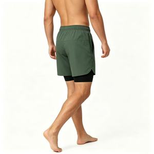 New Casual Running 100%Polyester Solid Quick-drying Breathable Elastic Waist <b>Mid</b> High Street Sports Shorts Summer Men's Gym Wear - Product Image 2