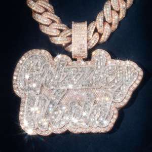 Colgante de Lujo Personalizado con Nombre, Estilo Iced Out, Cadena Cubana de Oro Rosa, Joyería Hip Hop con Moissanita VVS Brillante - Product Image 4