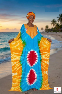 Vestido Kaftán Estampado Personalizado para Mujer, Traje de Playa Holgado, Ropa de Verano de Tela Ligera, Ideal para Vacaciones en Resorts y en la Isla - Product Image 2