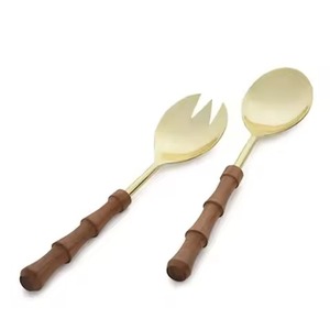 Decorative Table Metal Salad Server Set Stainless Steel Salad <b>Serving</b> <b>Spoon</b> Fork Kitchen Dining Table Use - Product Image 6