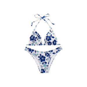 Ensemble de bikini deux pièces fait main à fleurs rouges perlées, en tissu coton/spandex, maillot de bain de haute qualité pour femme, avec push-up et paréo - Product Image 3