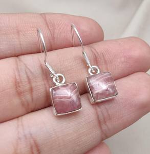 ต่างหูเงินแท้ 925 ประดับโรโดโครไซต์ ทำด้วยมือ ชุบทอง ได้รับการรับรองจาก IGI เหมาะสำหรับเป็นของขวัญวันครบรอบและงานปาร์ตี้ - Product Image 5