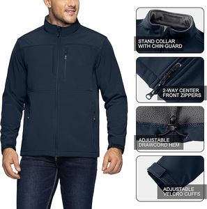 Men_s Lightweight Breathable Waterproof Softshell <b>Jacket</b> Warm <b>Fleece</b> <b>Lining</b> Windbreaker for Travel Hiking Golf Motorcycle Racing - Product Image 3