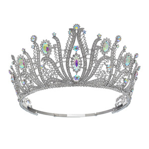 Diadème de Mariée Baroque en Cristal, Couronne de Princesse en Alliage, Accessoire de Coiffure Nuptiale, Strass, Couronnes Décoratives en Métal - Product Image 1