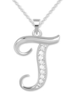 Collar Colgante Diamante T Inicial 18 "(1/10 CT. T. W.) en plata esterlina | Macy's - Product Image 1