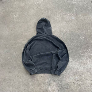 Fabricant de sweats à capuche personnalisés 500 GSM unisexe, coupe ample, broderie vintage, effet délavé - Product Image 2