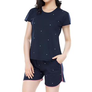 Nouveauté été, ensemble chemise et short 2 pièces pour femmes, ensemble respirant de couleur unie, ensembles en coton d'été pour femmes, personnalisés - Product Image 4