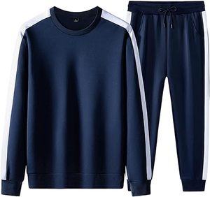 Ensemble de survêtement pour homme couleur moutarde avec sweat-shirt à col rond et poches latérales, pantalon à cordon de serrage, style décontracté pour l'automne - Product Image 5
