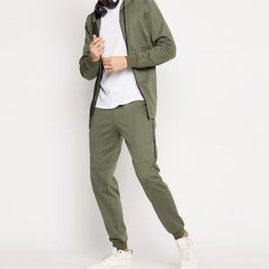 Sweat-shirts à capuche zippés en molleton pour hommes, coupe régulière, taille élastique, ensembles de vêtements de sport 100% molleton - Product Image 1