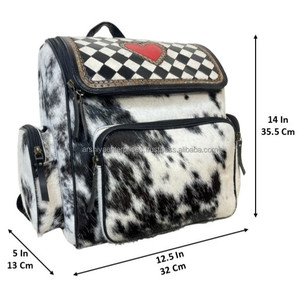 Mochila de pañales de cuero a cuadros con herramientas manuales funcionales de diseñador personalizado, mochila de viaje de piel de vaca auténtica para bebé, mochilas para mamá y papá - Product Image 2