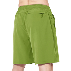 2026 Latest Fashion Men Solid Casual Vibrant Green Fitness Training <b>Shorts</b> Secure <b>Zip</b> <b>Pocket</b> Stretch Fabric Elastic Waist High - Product Image 2