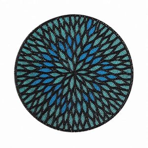 Set de table rond bohème en tissu 400 mm antidérapant bleu Mandala, chemin de table décoratif pour la maison et les restaurants - Product Image 4