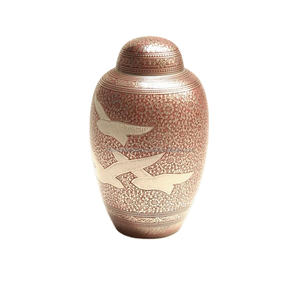 โกศโลหะสำหรับงานศพของผู้หญิงรูปทรงโดมพิมพ์ลายดอกไม้เคลือบสูงโกศสำหรับผู้ใหญ่งานฝีมือ - Product Image 5