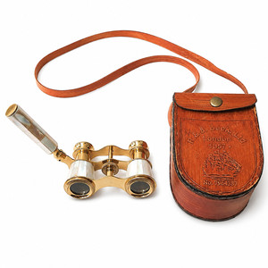 Vintage Brass <b>Opera</b> Glasses <b>Binoculars</b> with Mother of Pearl Inlay and Leather Box Antique Style Theater Gift Wholesale OEM - Product Image 6