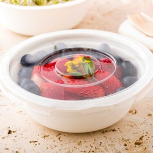 Hot Selling Biodegradable 32oz Disposable Compostable Bagasse Takeaway Bowl <b>with</b> <b>Lid</b> for Party Food Packaging Salad Container - Product Image 1