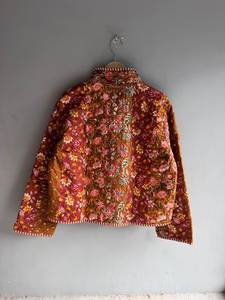 Veste matelassée en coton pour femme, motif floral, col mandarin, manches longues, longueur normale, poche plaquée, cadeau pour elle - Product Image 6