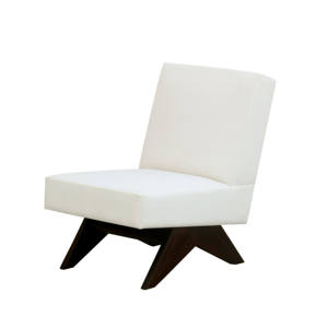 Fauteuil lounge sans accoudoirs style Pierre Jeanneret en bois massif avec pieds en V et revêtement en tissu haut de gamme pour salon - Vente en gros - Product Image 4