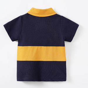 เสื้อโปโลแขนสั้นผู้ชายสีน้ำเงินกรมท่าและสีเหลือง ทรงปกติ ผ้าถักเนื้อฝ้าย ระบายอากาศได้ดี สวมใส่สบาย - Product Image 1