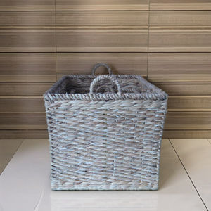 Cesta de almacenamiento de jacinto de agua tejida a mano, manija para dormitorio, sala de estar, organización de baño, Cestas tejidas a precio económico - Product Image 1