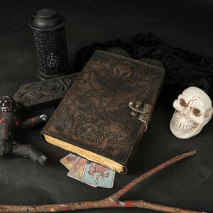 Leather Spell Book of Shadows Luna Moth & Butterfly Embossed Journal - Product Image 1